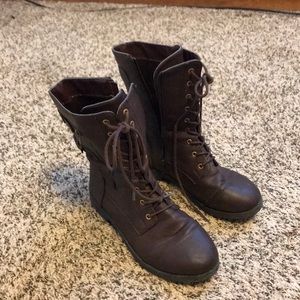 Brown combat boots